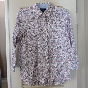 CHAPS No-Iron Button Down Size Large 3/4 Sleeve w/ Contrast Cuffs